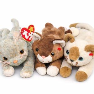 Ty Beanie Babies Cat Plush Lot of 3 Kittens w/ Tags Vintage Style Bundle